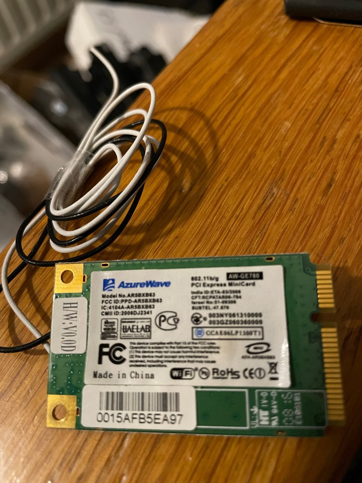 Mini PCI-Express WiFi-kaart Atheros AR5BXB63 802.11b/g, Computers en Software, Ophalen of Verzenden, Gebruikt, Intern