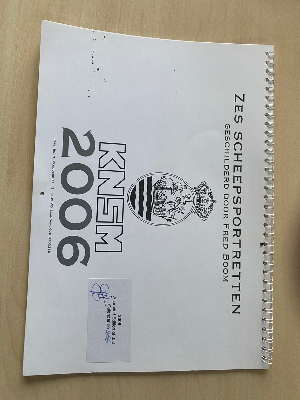 Jaarkalender Fred Boom KNSM lim. Edition 266 van 350, Verzenden, Zo goed als nieuw, Overige typen
