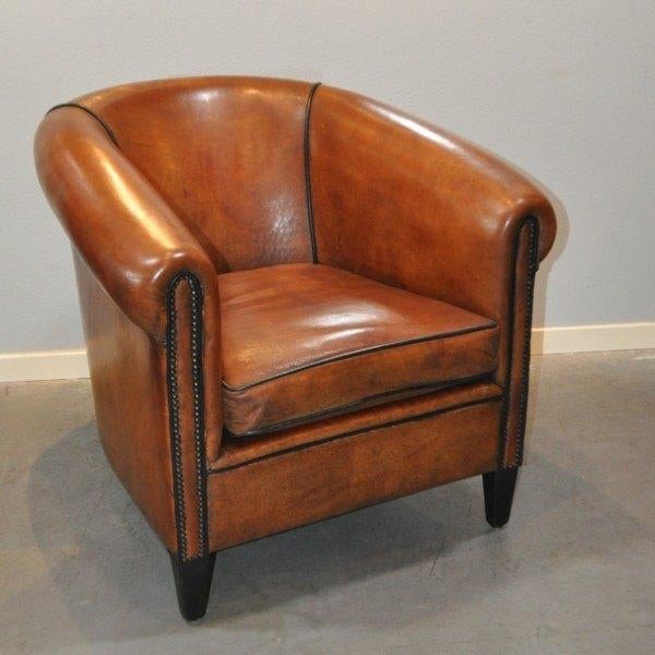 Schapenleren clubfauteuil OCL (York), Ophalen of Verzenden