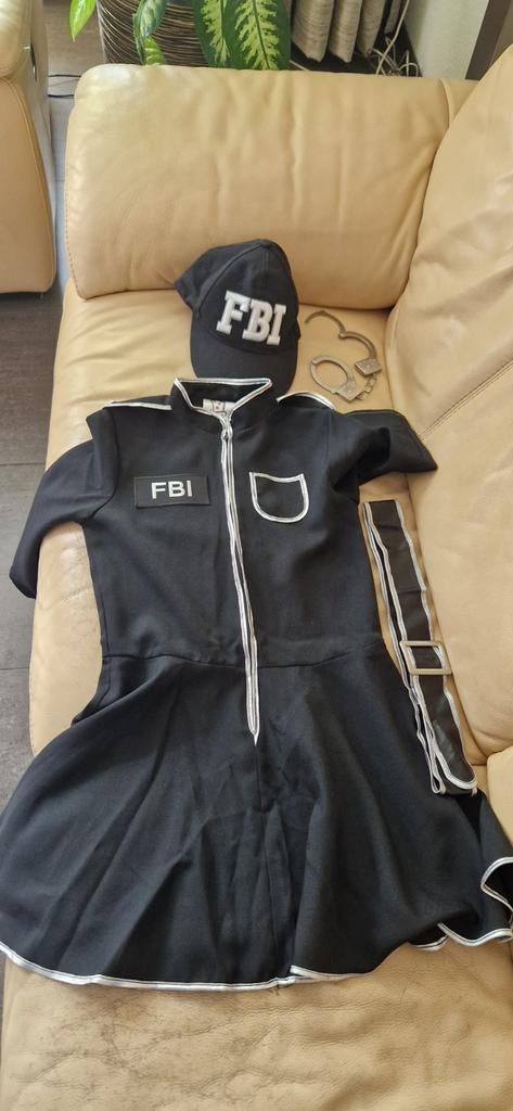 FBI Verkleedjurk Meisjes - Zwart - Maat 152, Ophalen of Verzenden