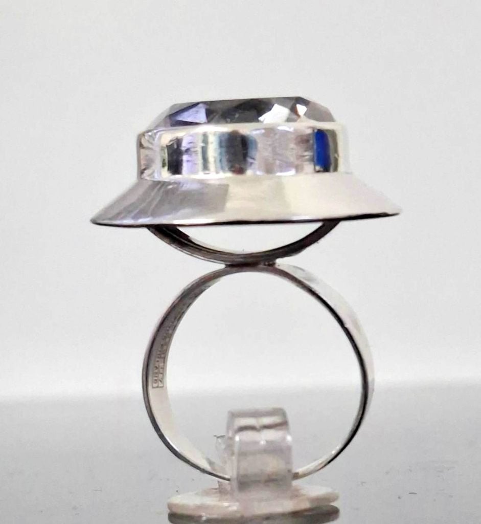 Finse Modernist Erik Granit Sterling Zilver Bergkristal Ring, Ophalen of Verzenden, Zilver, Ring, Met edelsteen
