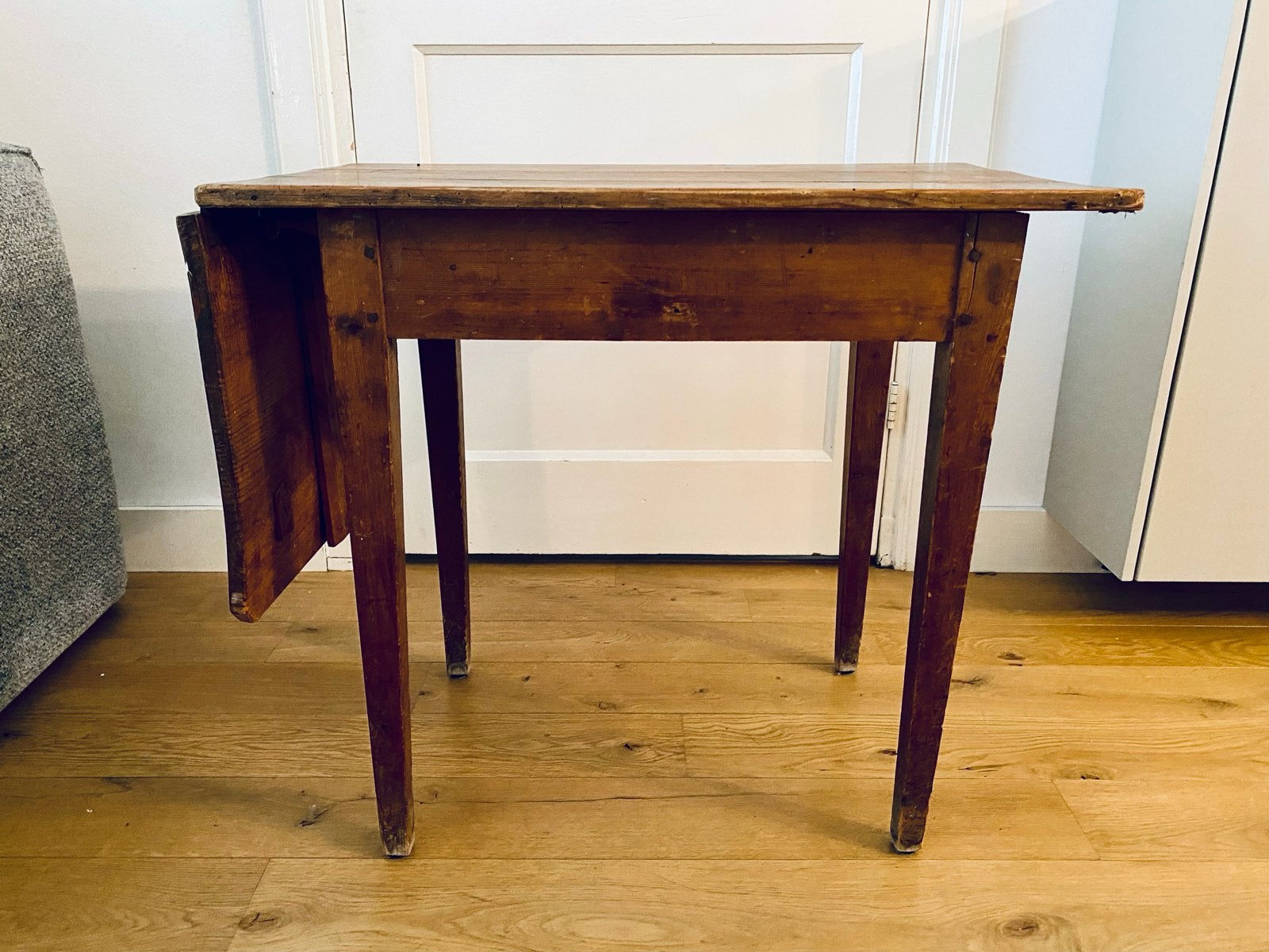 Antieke houten klaptafel - Vintage bijzettafel, Ophalen