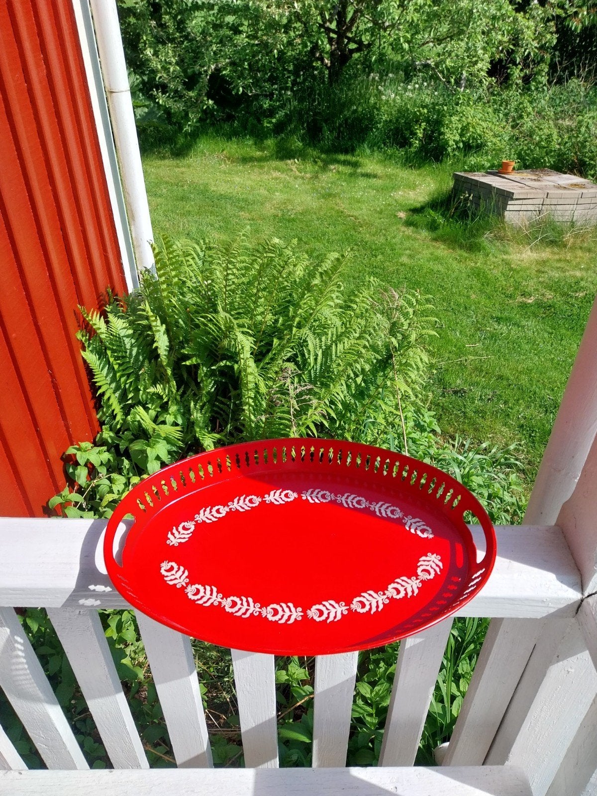 Zweeds,Ovalen Dienblad van J.H Fabrikerna en Tante Brocante, Ophalen of Verzenden