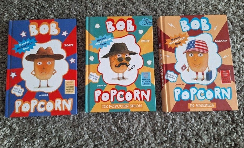 Bob Popcorn boeken set: Zout, De Popcorn Spion, In Amerika, Ophalen of Verzenden, Zo goed als nieuw, Maranke Rinck, Fictie algemeen
