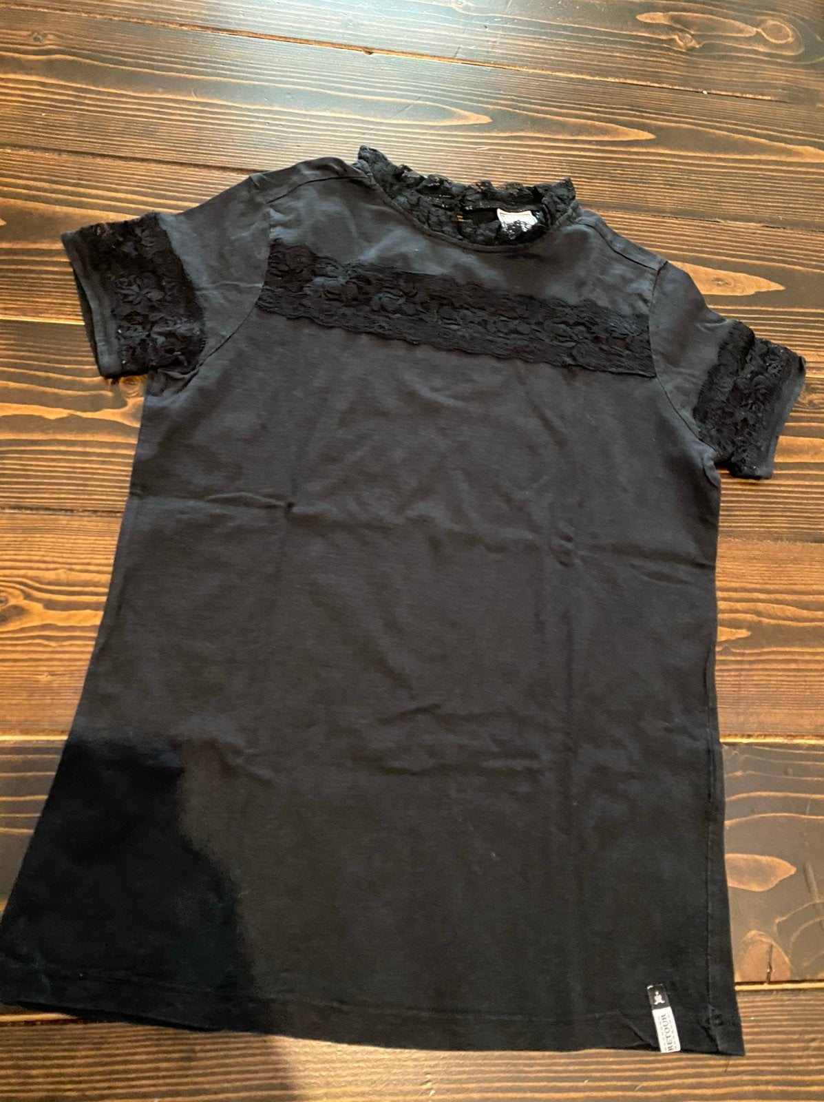 Retour zwart tshirt maat 158/164, Ophalen of Verzenden, Zo goed als nieuw, Meisje, Shirt of Longsleeve