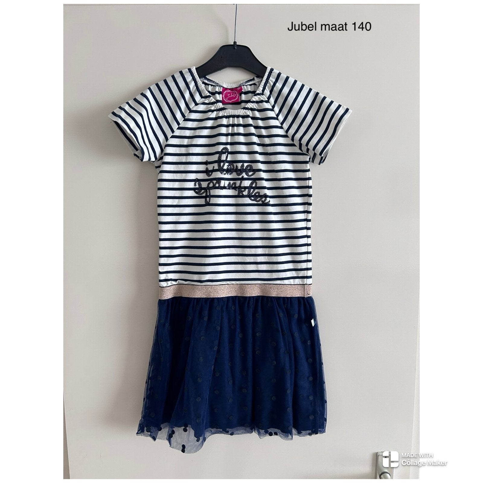 Jubel Jurk Maat 140 - Gestreepte Top met Tule Rok, Ophalen of Verzenden, Gebruikt, Meisje, Jurk of Rok