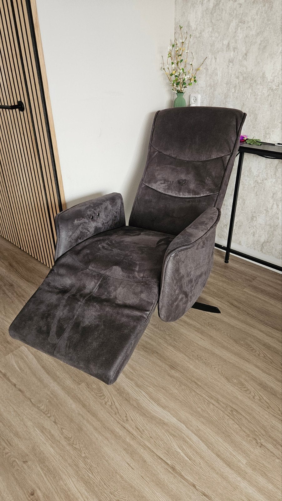 Grijze Elektrische Relaxstoel met Draaivoet, Ophalen, Grijs, Stof, Eén