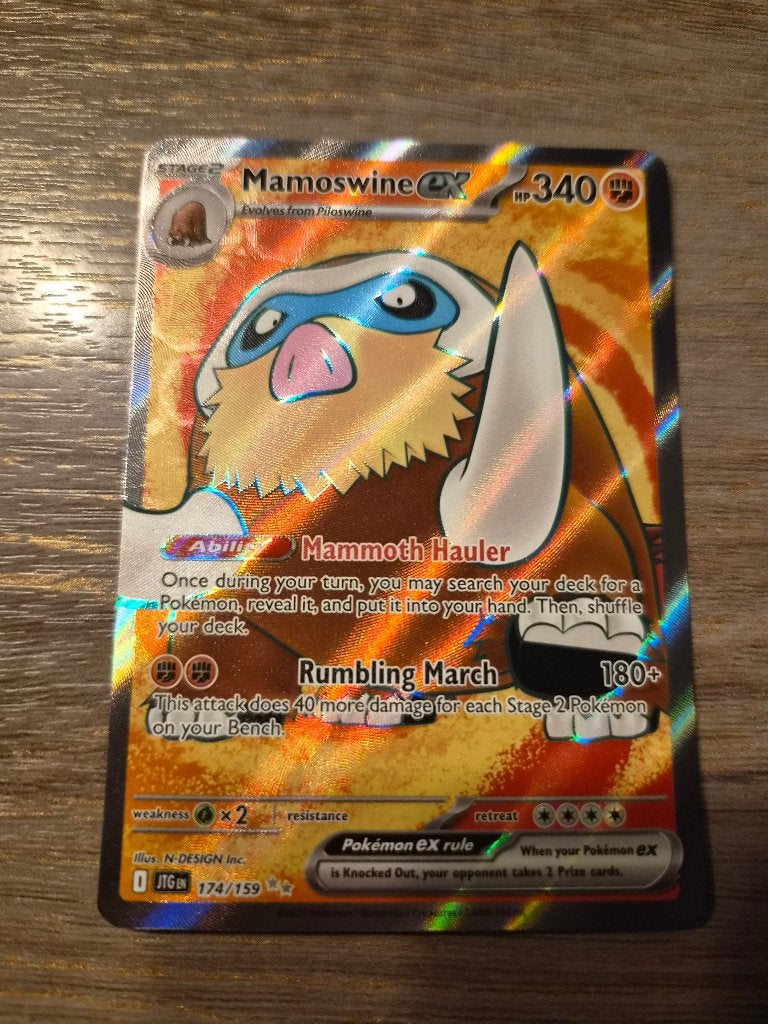 Mamoswine EX 174/159 Full Art Pokemon Kaart JTG, Ophalen of Verzenden, Zo goed als nieuw, Losse kaart, Foil
