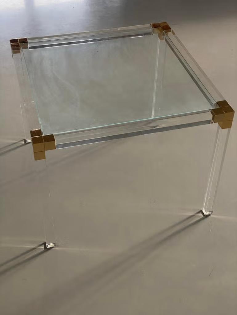 Vintage Acryl Salontafel/Bijzettafel Hollywood Regency, Ophalen, 50 tot 100 cm, Hollywood Regency stijl, Vierkant