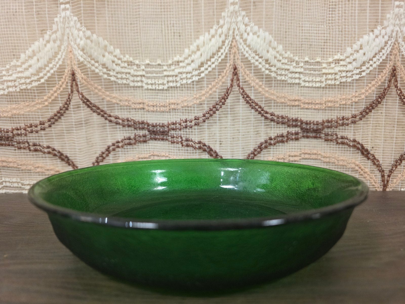 Arcoroc France Sierra groen glazen diep bord vintage servies, Arcoroc France, Gebruikt, Overige merken, .