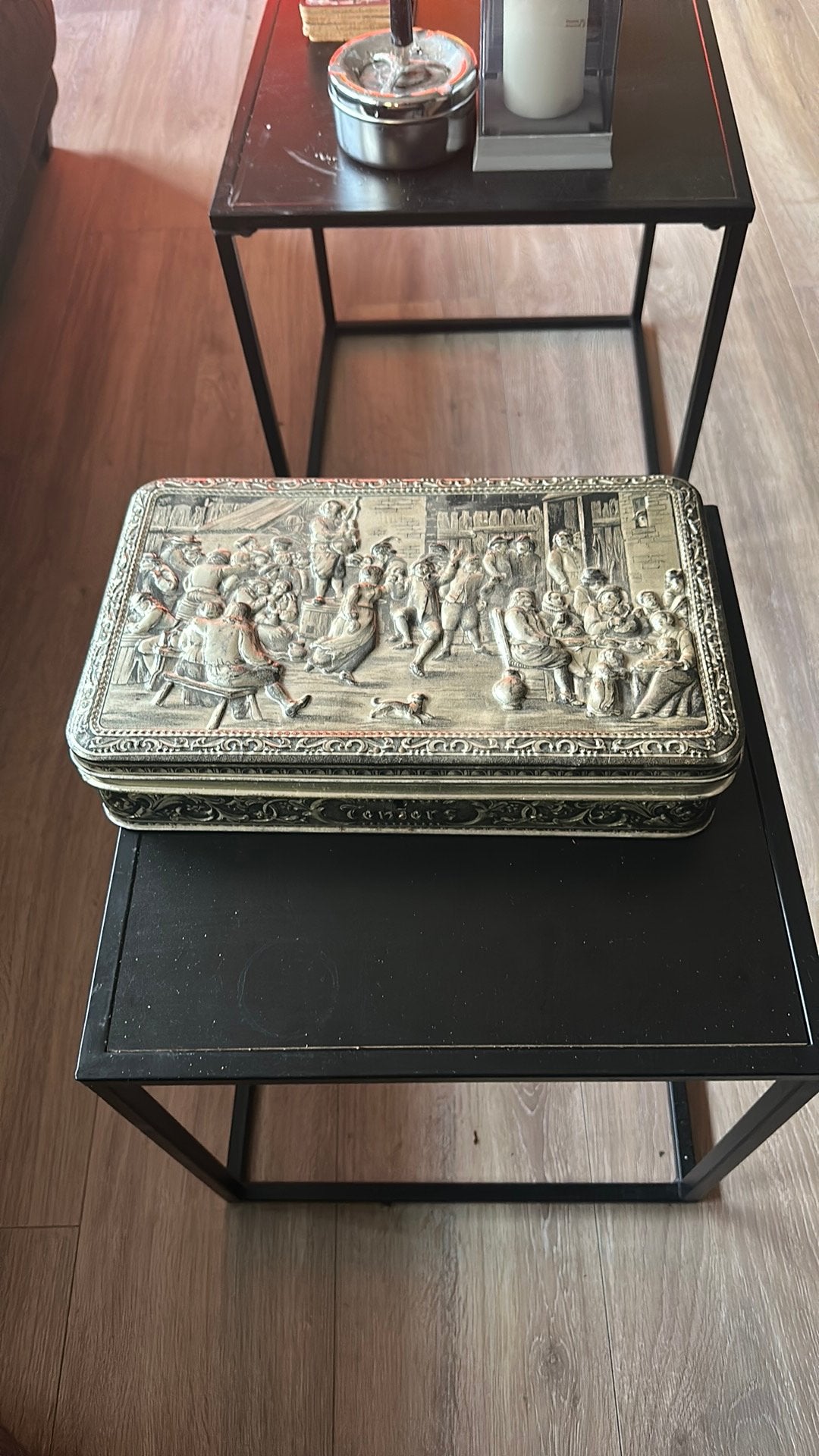 Vintage Teniers belgisch koekblik/sigarendoos, Verzamelen, Ophalen of Verzenden, Zo goed als nieuw