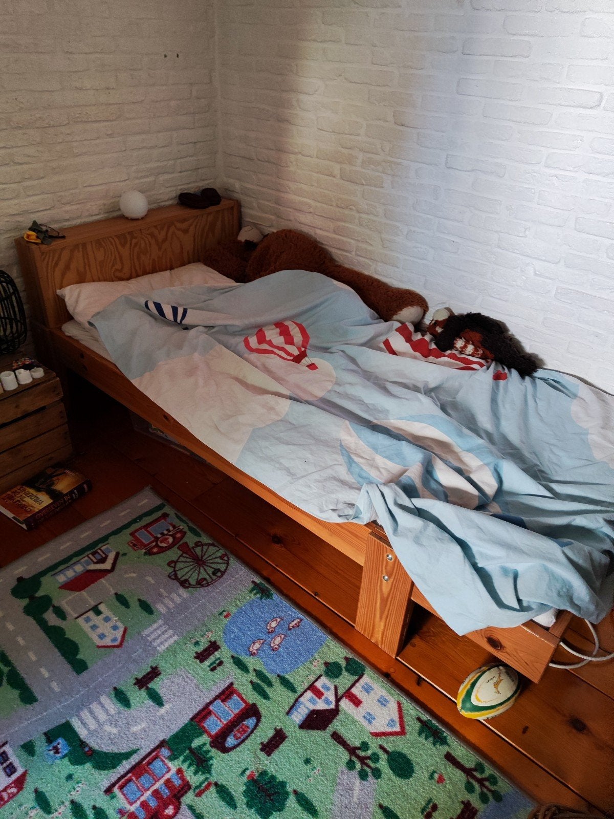Gratis verstelbaar peuterbed met matras, Ophalen, Gebruikt, 70 tot 85 cm, 140 tot 160 cm