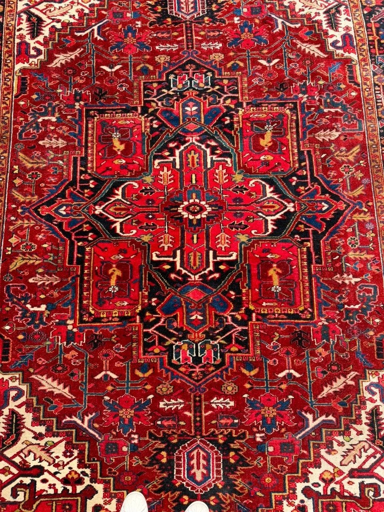 Prachtig Heriz tapijt – 345x245 cm – geometrisch meesterwerk, Wol, 200 cm of meer, Ophalen of Verzenden, Zo goed als nieuw