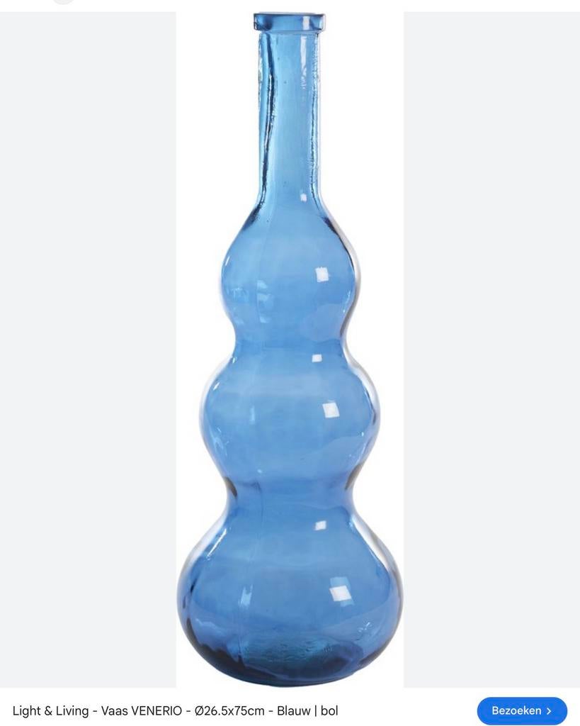 Super gave grote blauwe glazen vaas, Ophalen, Zo goed als nieuw, Blauw, Glas