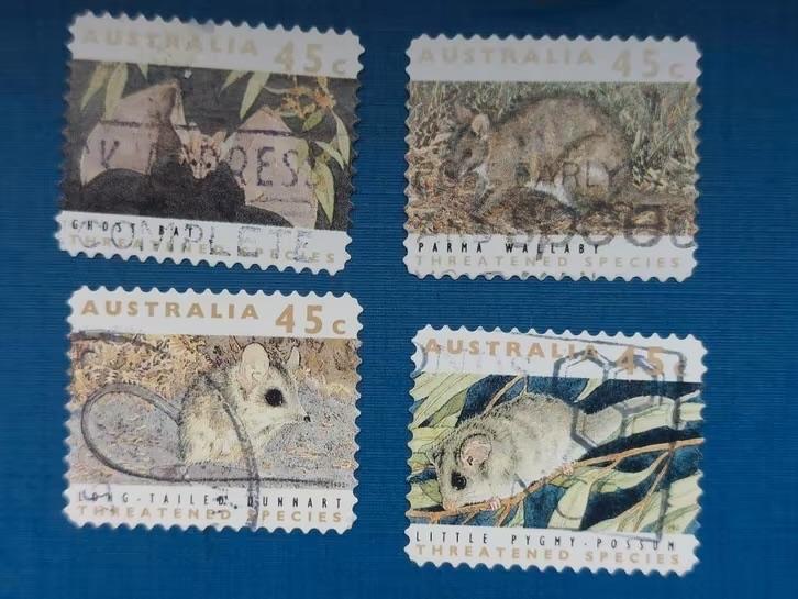 Postzegel Australie 1992 4 zegels Bedreigde dieren 24-03, Ophalen of Verzenden, Gestempeld
