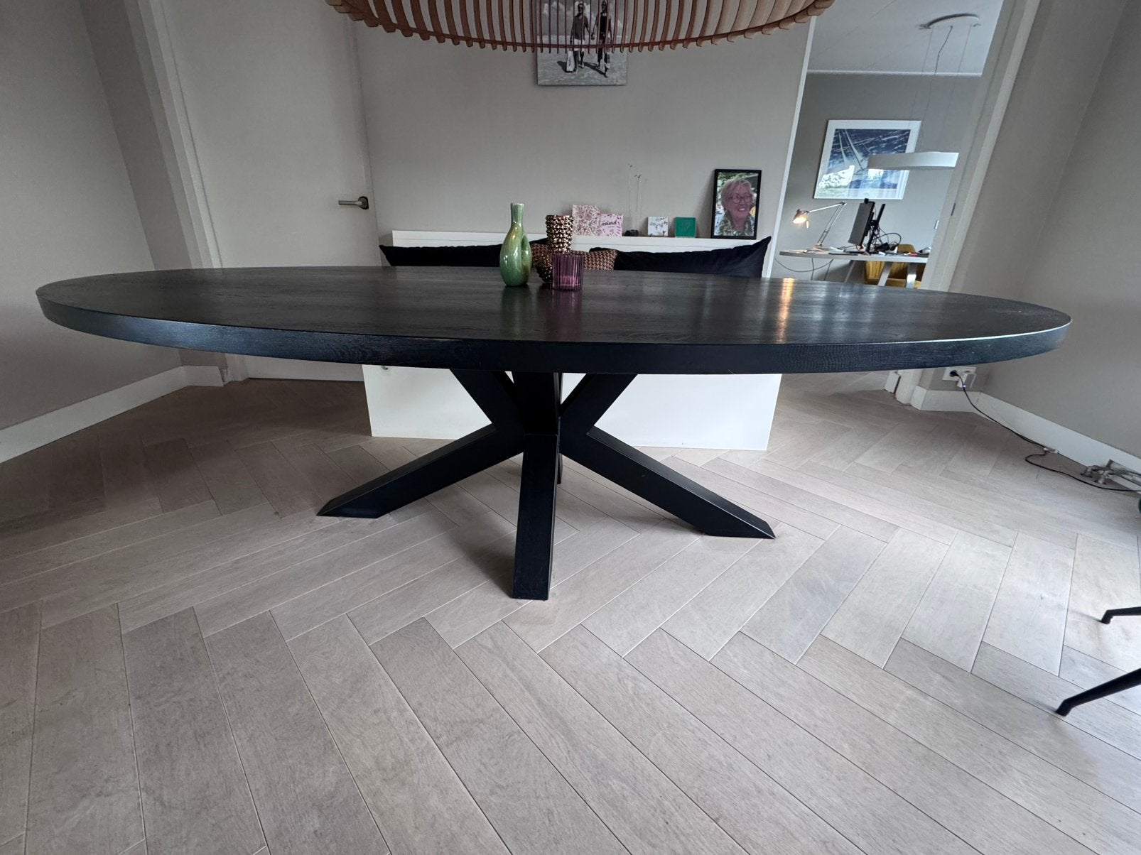 Grote Ovale Eiken eettafel 260x130, Ophalen, 100 tot 150 cm, Eikenhout, 200 cm of meer