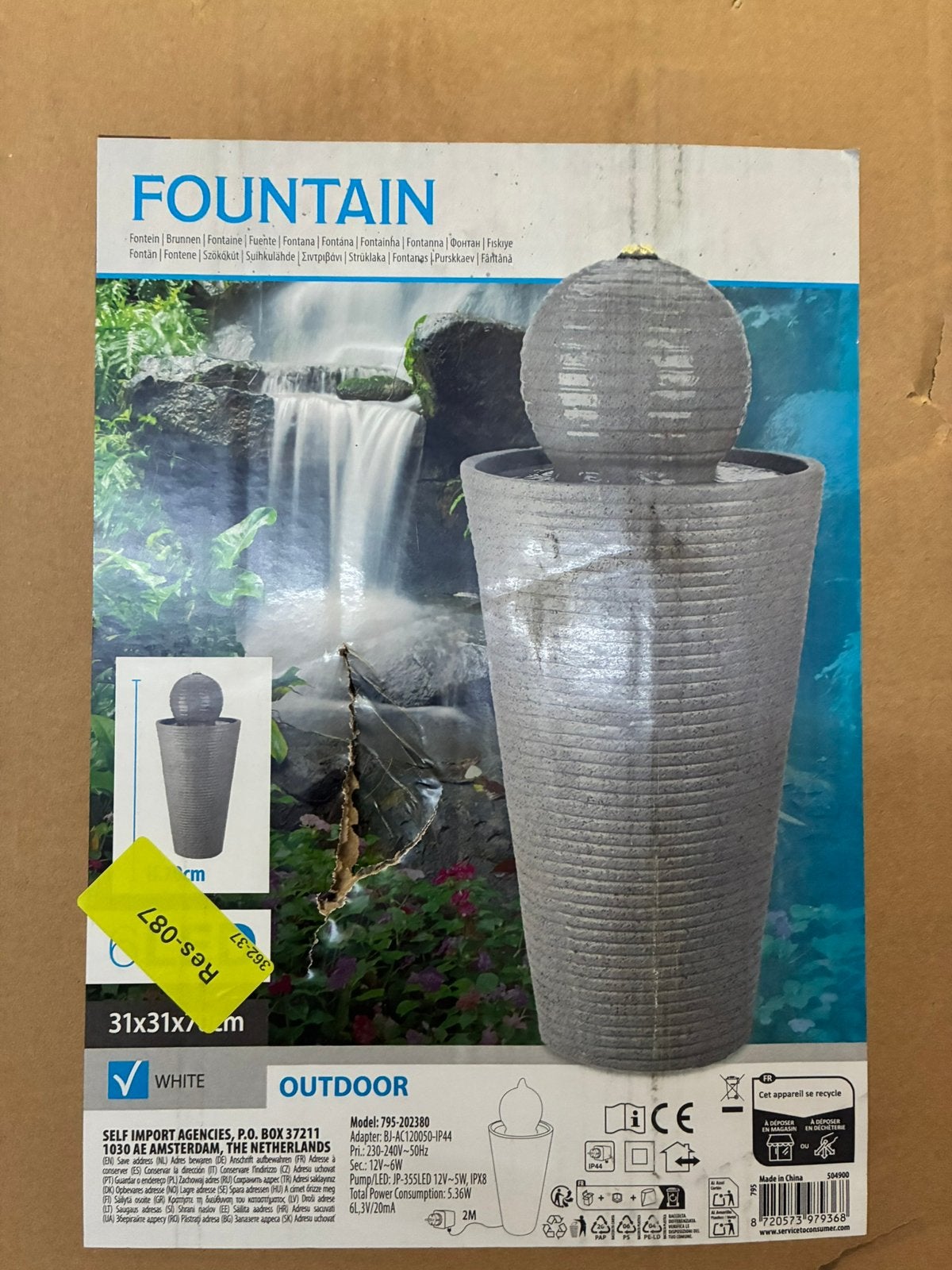 Buiten fontein waterornament LED verlichting – werkend, Ophalen, Zo goed als nieuw, Aluminium