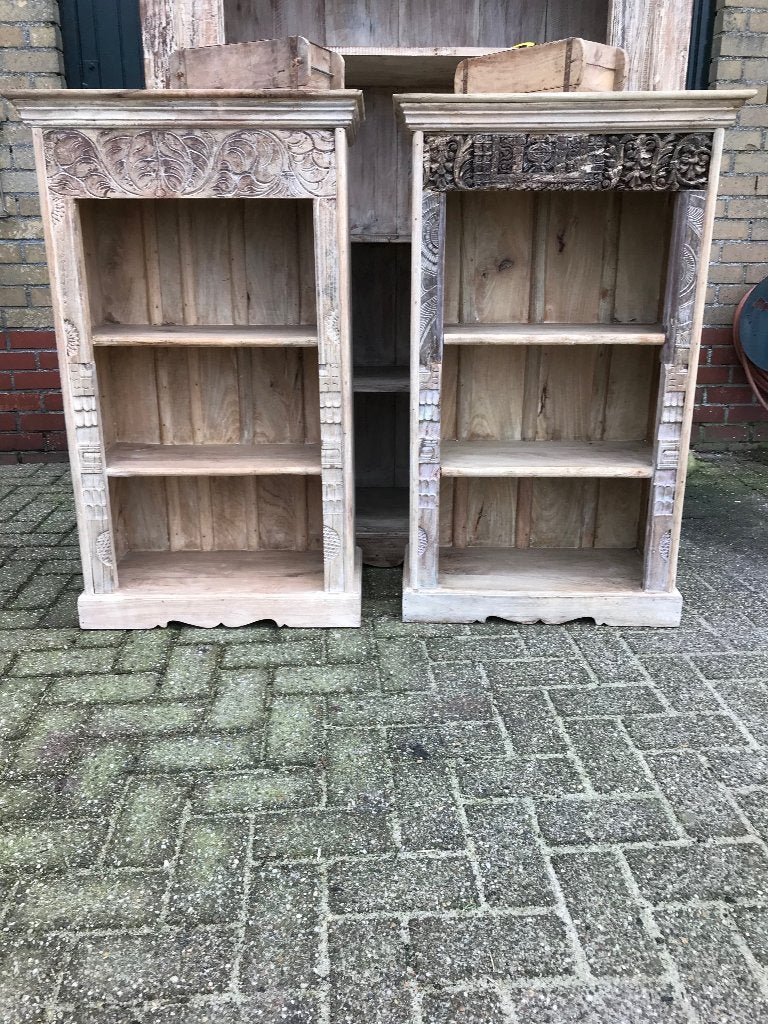Indiase open India kast met oud oosters houtsnijwerk massief, Met plank(en), Verburgt Vintage, 100 tot 150 cm, https://verburgtvintage.nl/#contact