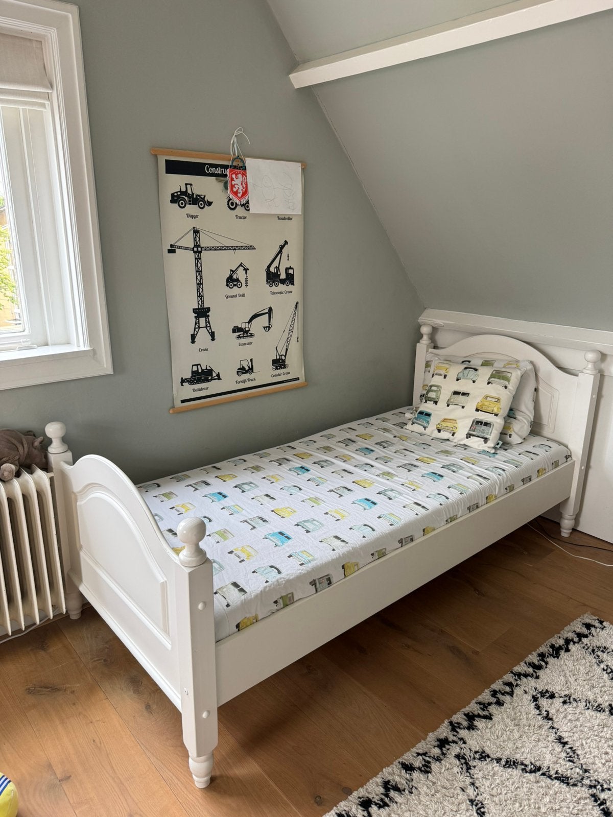 Houten bed wit 90x200, Kinderen en Baby's, Kinderkamer | Bedden, Ophalen, Zo goed als nieuw, 180 cm of meer, 85 tot 100 cm