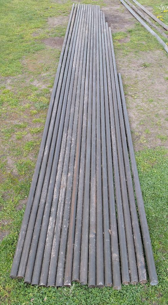 Verschillende lengtes gebruikte Groene hekwerk bovenbuis, Tuin en Terras, Tuinhekken en Hekwerk, Ophalen, Gebruikt, IJzer, Gaashekwerk