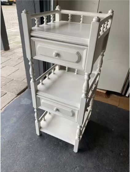 Brocante etagère houten kastje hal badkamer, Ophalen