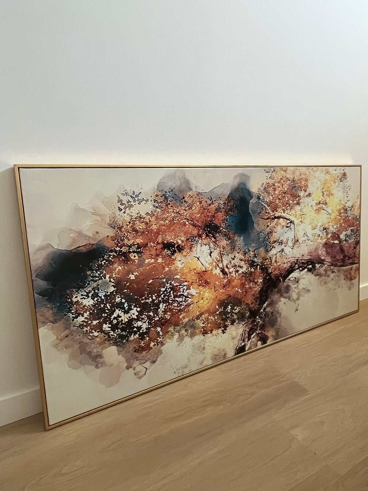 Abstract Schilderij Levensboom - 146x72cm, Landschap, Acrylverf, Ophalen of Verzenden, Op houten frame
