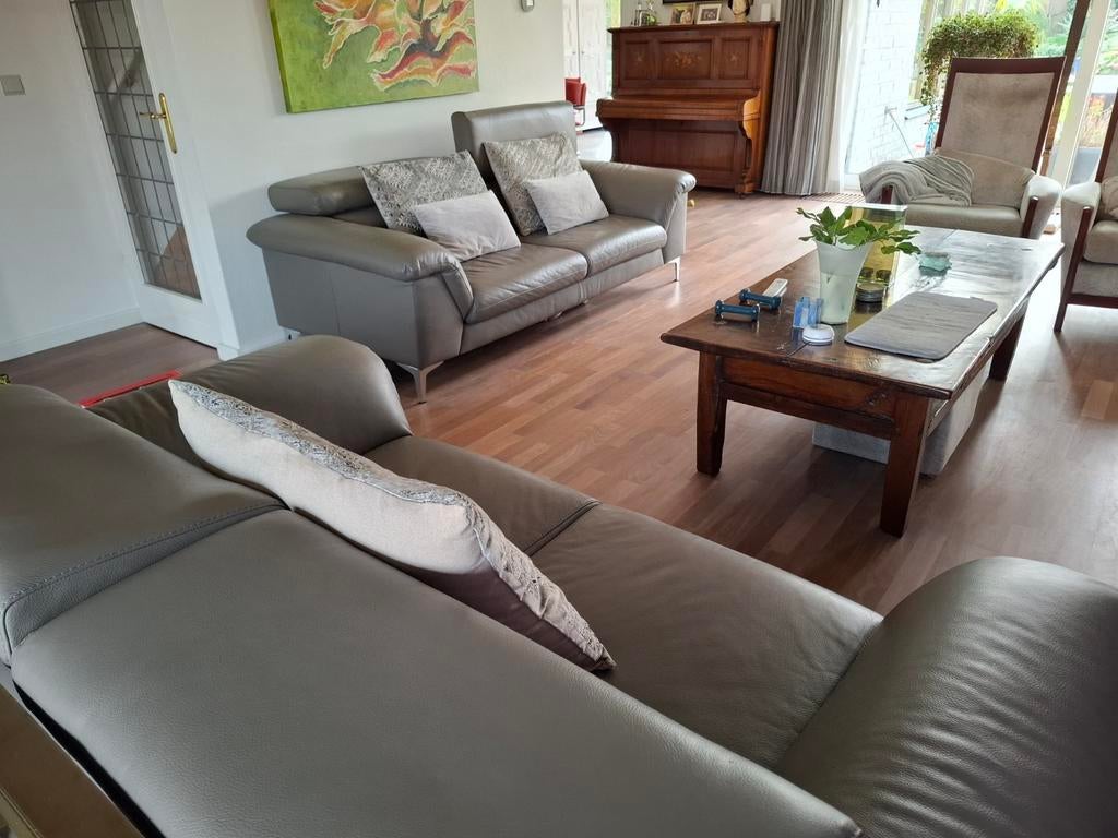 Scapa Toledo design leren bankstel 2,5 + 2 zits antraciet (L, Huis en Inrichting, Ophalen, Zo goed als nieuw, Leer, Modern met verstelbare hoofdsteunen