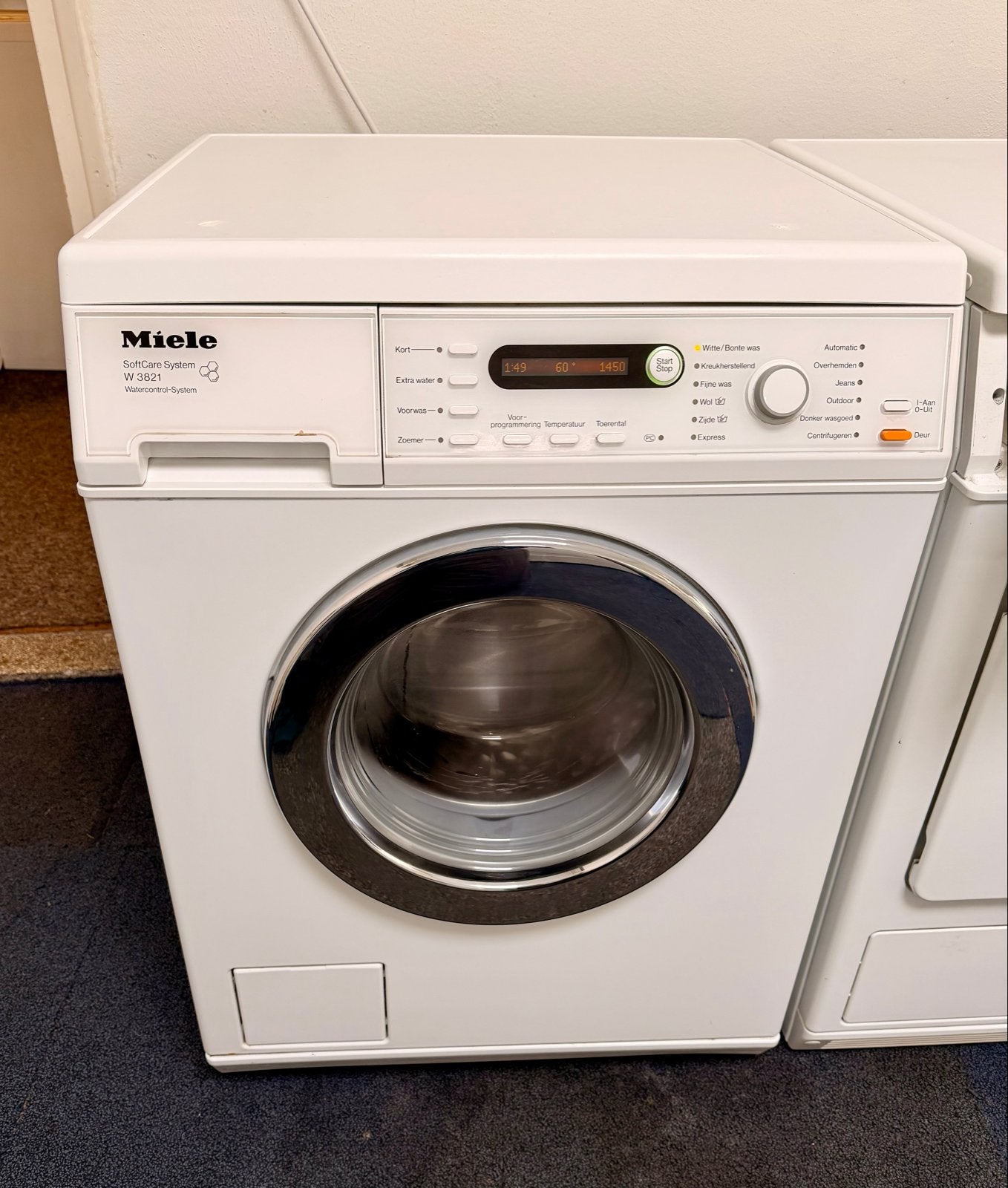 Set Miele W3821 Wasmachine en T8423C Condens droger, 6 tot 8 kg, Gebruikt, Germany, Www.miele.com