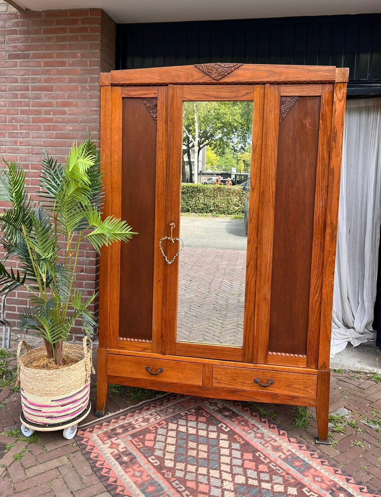 Mooie Art Nouveau kledingkast, Ophalen, Zo goed als nieuw, 50 tot 75 cm, 200 cm of meer