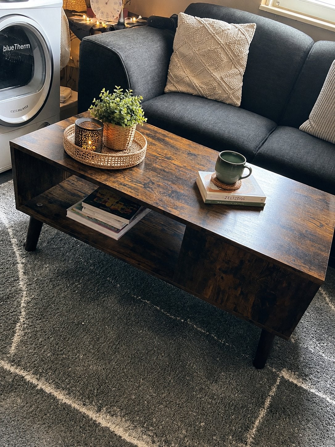 Salontafel met opbergruimte, industrieel design, Ophalen, Gebruikt, 100 tot 150 cm, 50 tot 100 cm