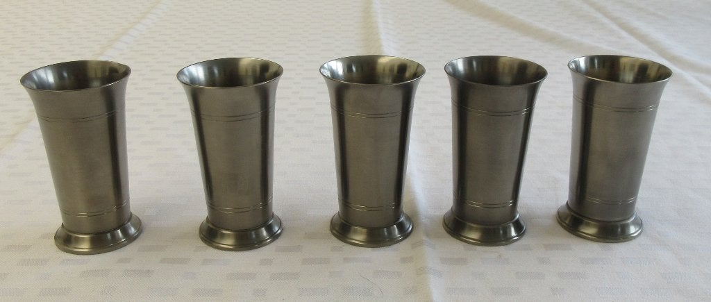 5 Tinnen bekers, Ophalen of Verzenden