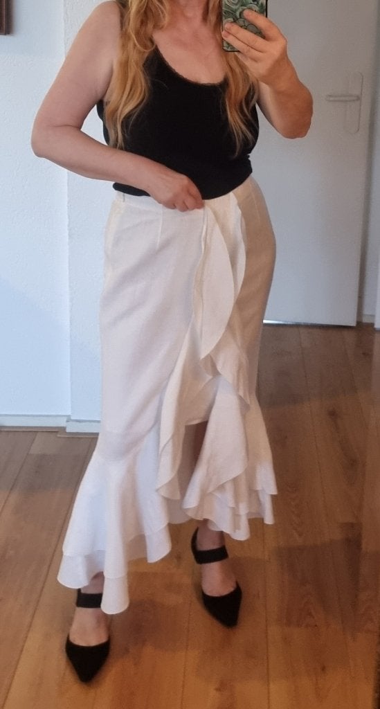 Gevoerde linnen rok van het merk La Ligna, Kleding | Dames, Verzenden, Wit, Maat 42/44 (L), Gedragen