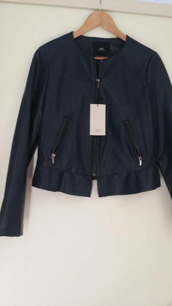 Nieuw imitatie leren jasje Zara maat M, Maat 38/40 (M), Blauw, Zara, Nieuw