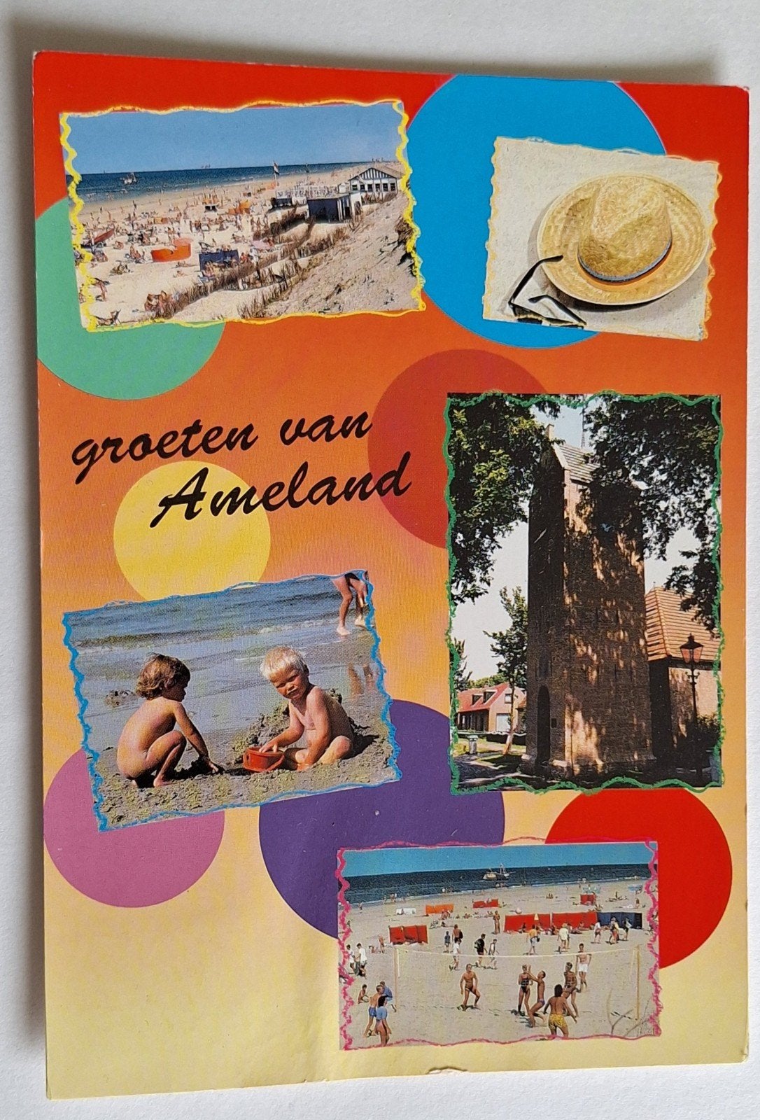 Groeten van Ameland - Vintage Ansichtkaart, Ophalen of Verzenden, 1980 tot heden, Gelopen, Waddeneilanden