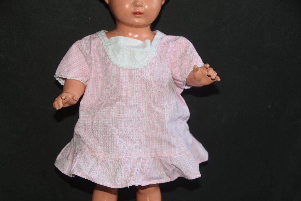 Lief vintage roze poppenjurkje met kantje 60s, Verzenden, Gebruikt, Kleertjes