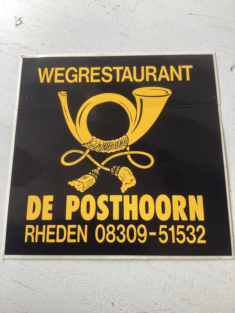Sticker Wegrestaurant De Posthoorn Rheden, Verzamelen, Verzenden, Zo goed als nieuw