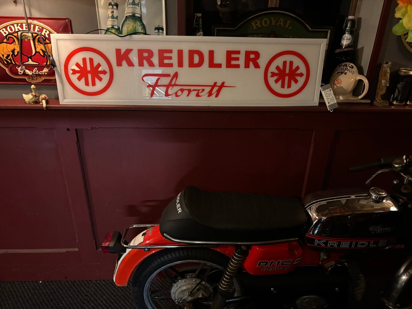 Kreidler lichtbak kreidler florett lichtreclame 120X30 cm, Ophalen of Verzenden, Zo goed als nieuw, Lichtbak of (neon) lamp