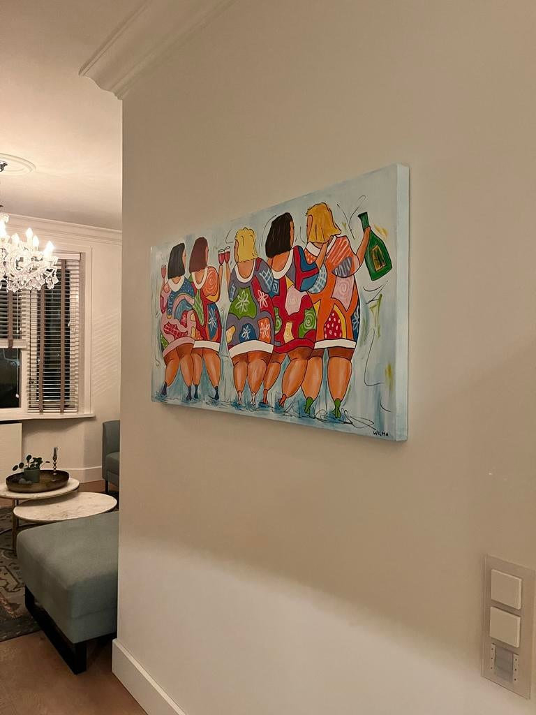 Handgemaakt Schilderij 'Dikke Dames’ 120X60, Ophalen
