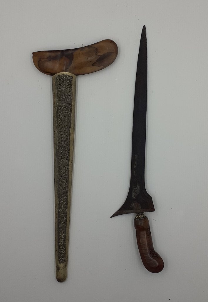 Antieke Keris Tilam Upih Pamor Raja Gundala Timohohout KSR81, Antiek en Kunst, Kunst | Niet-Westerse kunst, Wapen, Verzenden, Overige materialen