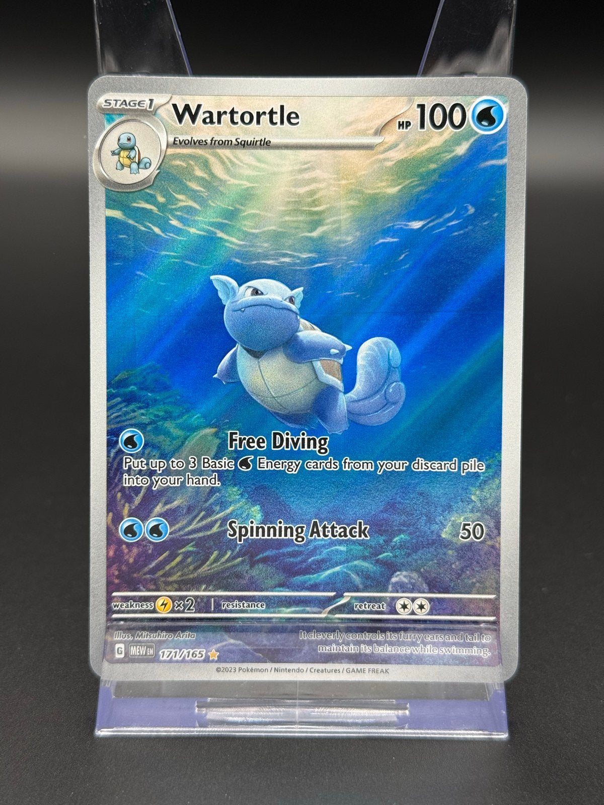 Wartortle - Pokémon 151 - #171/165 MEW, Ophalen of Verzenden, Zo goed als nieuw, Losse kaart, Foil