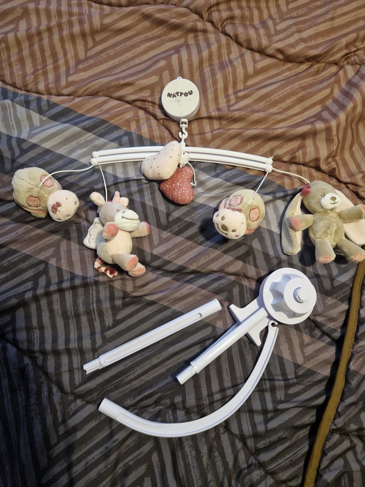 Nattou Mobiel met knuffels voor babybedje, Ophalen, Gebruikt, Mobiel