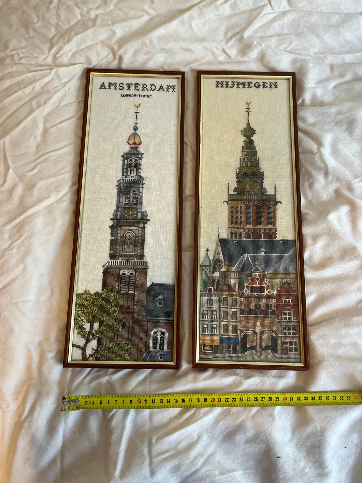 Borduurwerk Westertoren Amsterdam en Waag Nijmegen, Ophalen, Minder dan 50 cm, Gebruikt, Overige typen