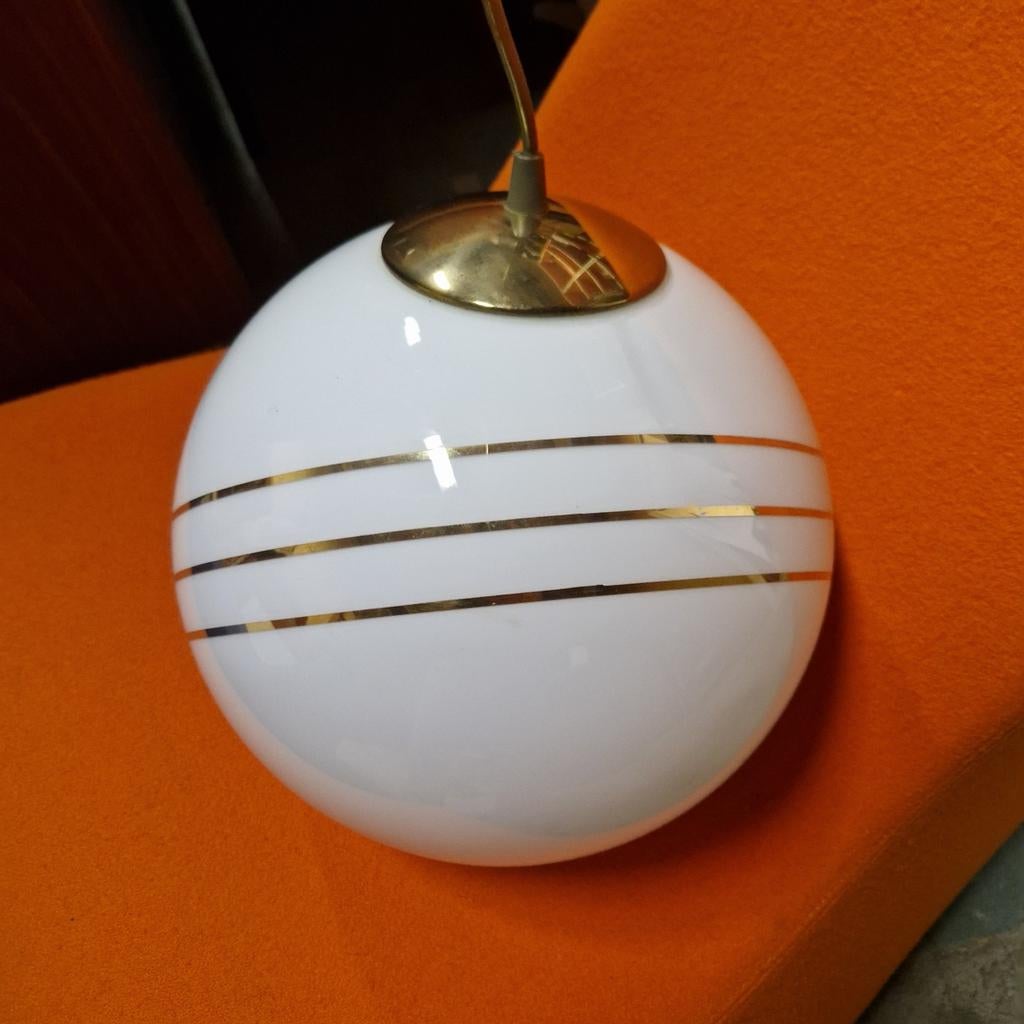 Grote vintage bollamp hanglamp glazen bol jaren 70  jaren 80, Verzamelen, Retro, Ophalen of Verzenden, Huis en Inrichting