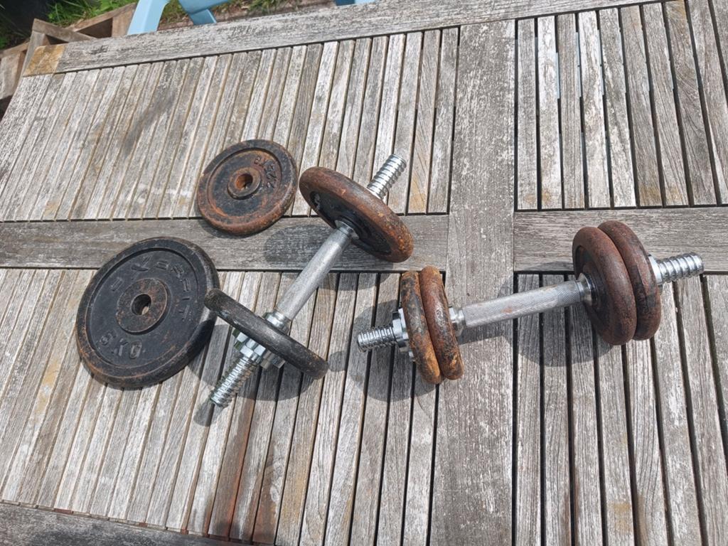 Verstelbare Halters met diverse gewicht, Sport en Fitness, Ophalen, Gebruikt, Rug, Halterset