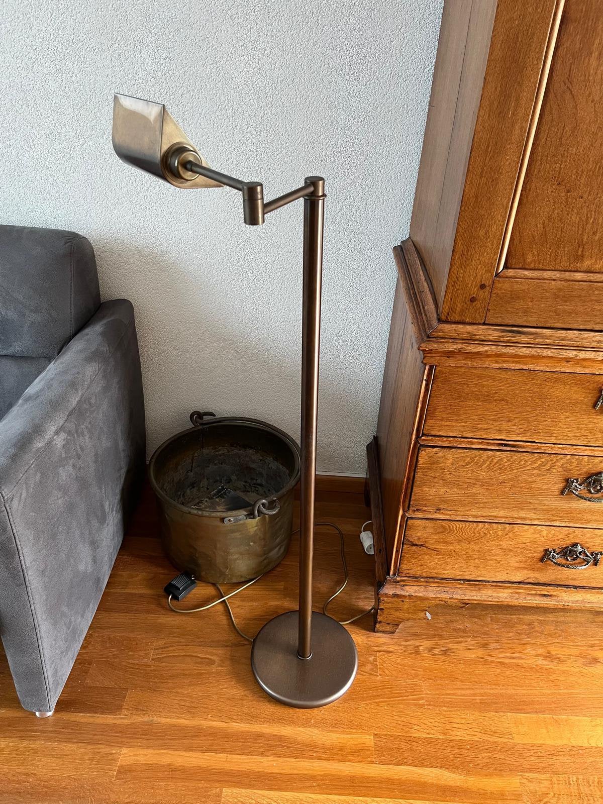 Bronskleurige stalamp, Ophalen, Zo goed als nieuw, Metaal, 100 tot 150 cm