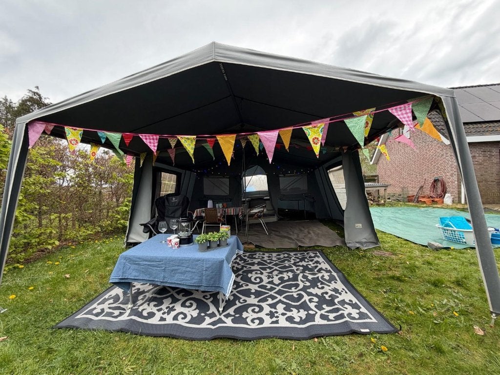 Roadmaster Runner 8persoons vouwwagen met voortent en luifel, Caravans en Kamperen, Vouwwagens, Ophalen, Lichtgrijs, Meer dan 6