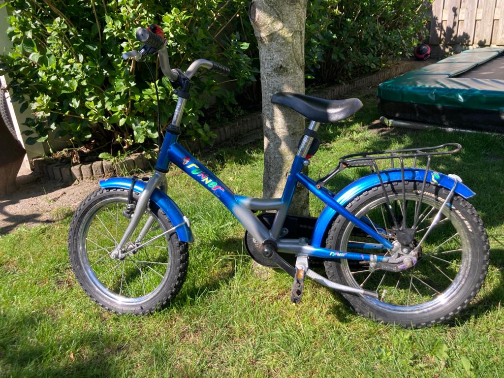 Runner kinderfiets 16 inch - Blauw, Ophalen, Gebruikt, Terugtraprem, 16 tot 20 inch