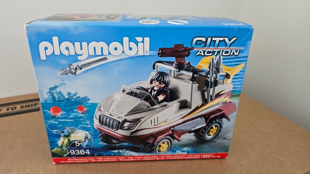 Playmobil 9364 Amfibievoertuig met motor nieuw in doos, Complete set, Voertuig, Nieuw, Ophalen of Verzenden