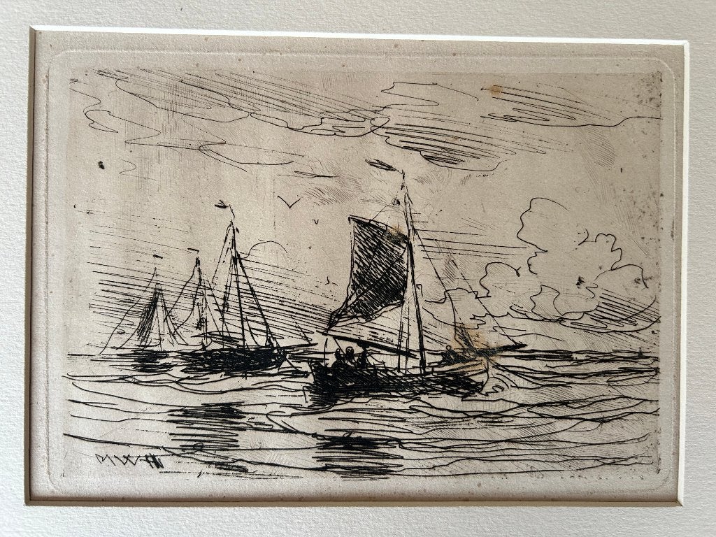 Ets van Hendrik Willem Mesdag (1831–1915), Ophalen of Verzenden, Landschap, Ets, 1800 - 1899