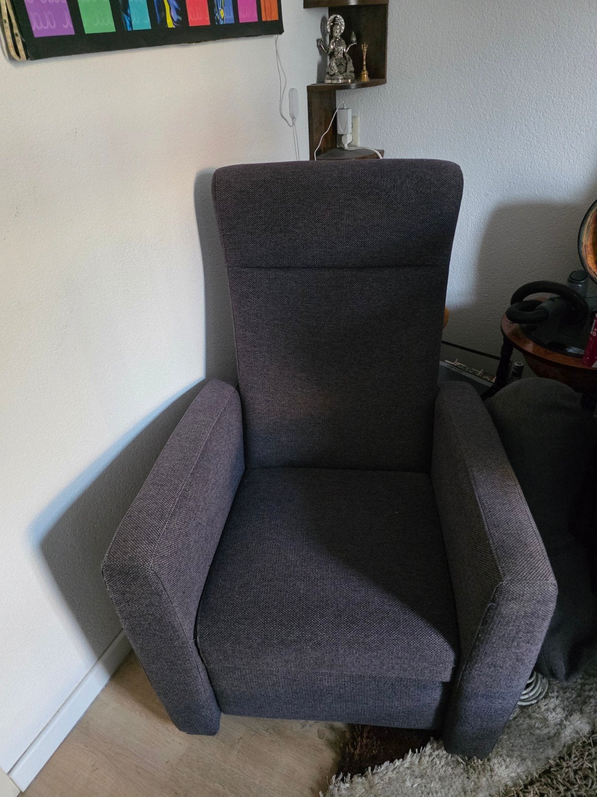 Grijze/antraciet uitklapbare lounge stoel, Huis en Inrichting, Fauteuils, Ophalen, Gebruikt, 75 tot 100 cm, Stof